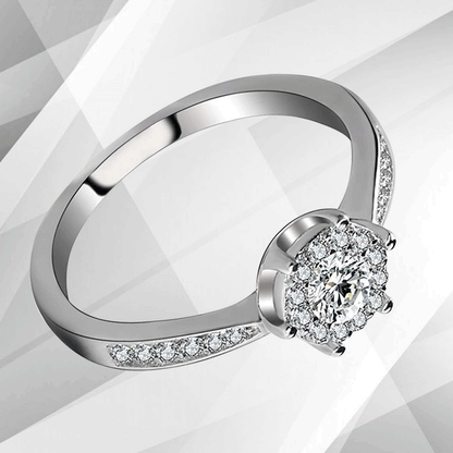 1.68Ct Round-Cut 28 CZ Diamonds Halo Bridal Engagement Ring 18K White Gold Over