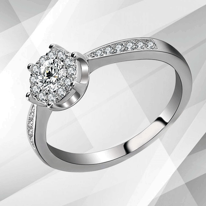 1.68Ct Round-Cut 28 CZ Diamonds Halo Bridal Engagement Ring 18K White Gold Over