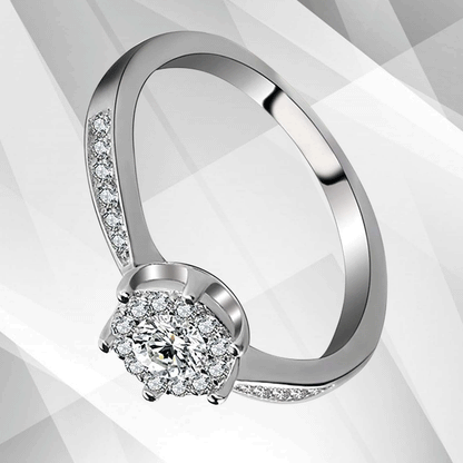 1.68Ct Round-Cut 28 CZ Diamonds Halo Bridal Engagement Ring 18K White Gold Over