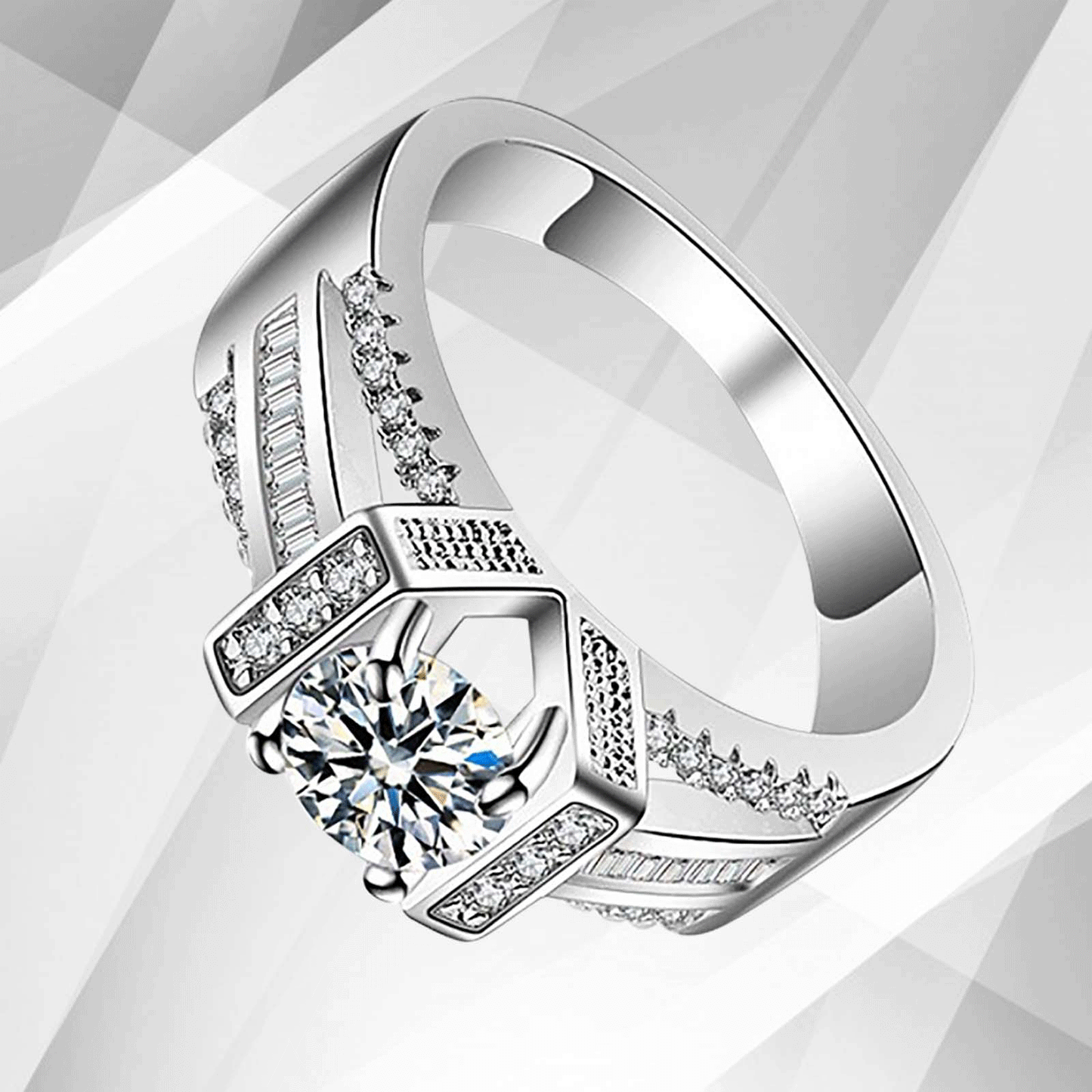 2.0Ct Round-Cut CZ Diamond Solitaire Bridal Engagement Ring 18Ct White Gold Over