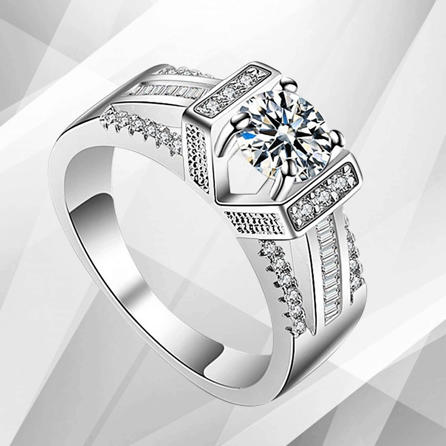 2.0Ct Round-Cut CZ Diamond Solitaire Bridal Engagement Ring 18Ct White Gold Over