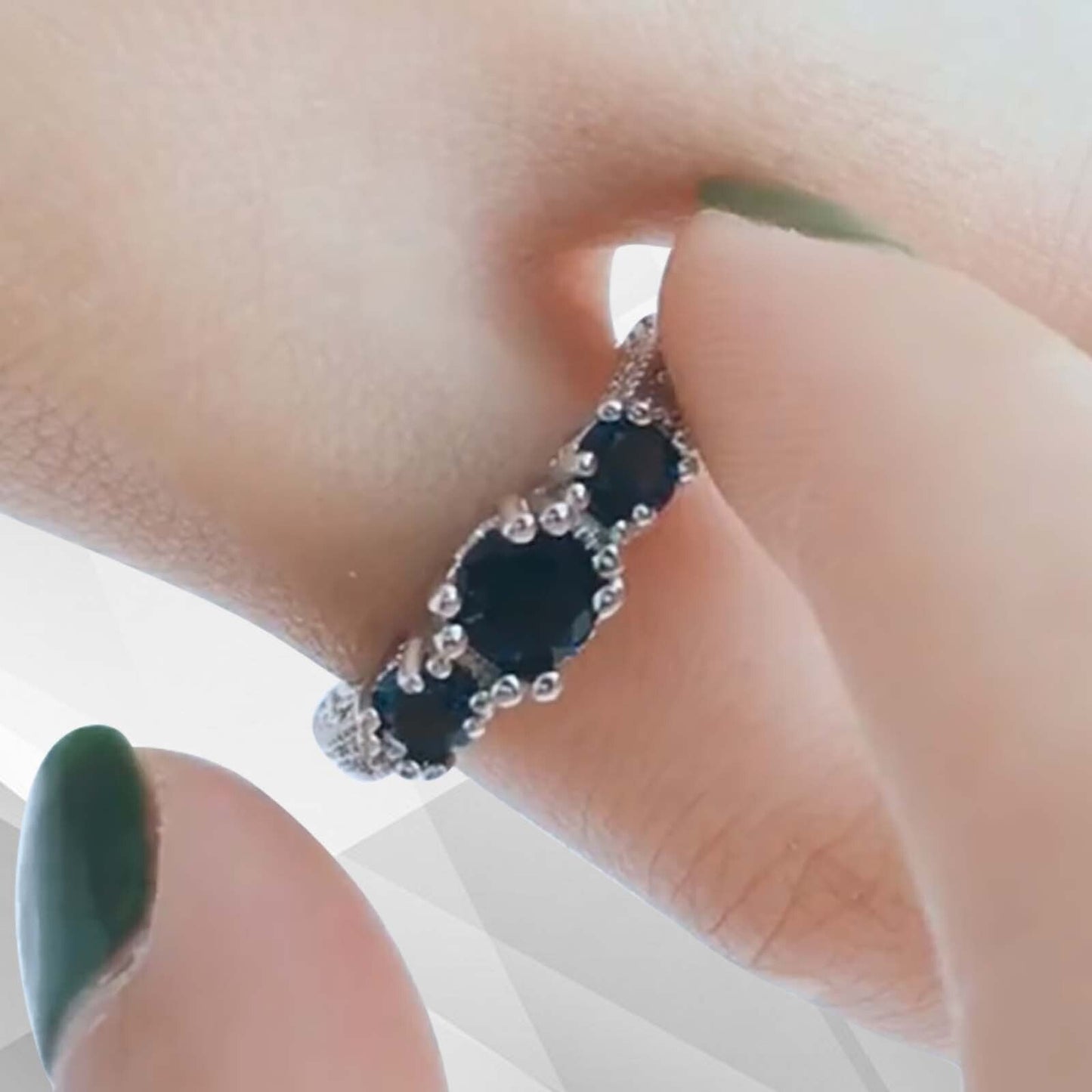 1.8Ct Round-Cut Blue CZ Diamonds Three Stone Engagement Ring 18K White Gold Over