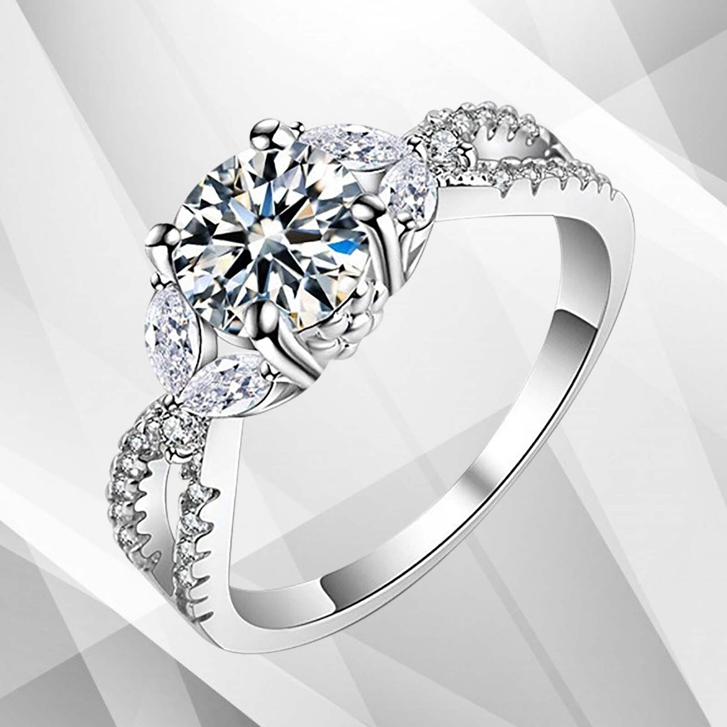 2.5Ct Round-Cut CZ Diamond Solitaire Bridal Engagement Ring 18K White Gold Over