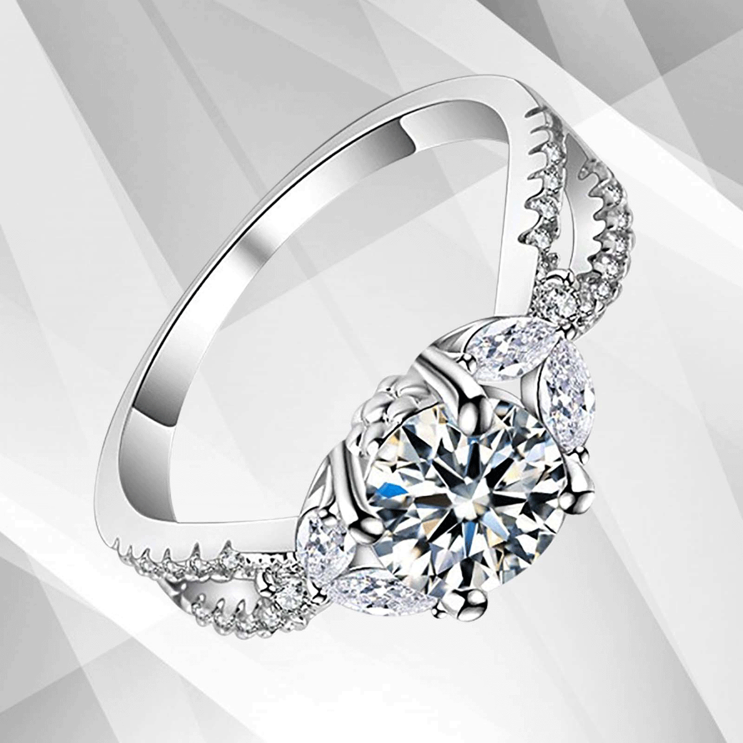 2.5Ct Round-Cut CZ Diamond Solitaire Bridal Engagement Ring 18K White Gold Over