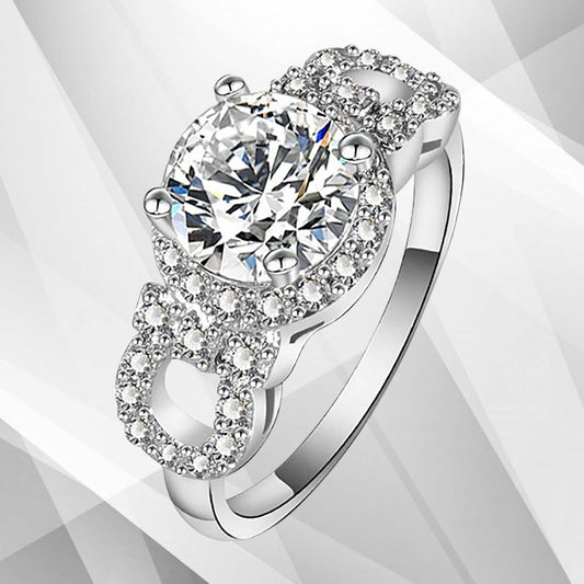 2.5Ct Round-Cut Diamonds Cushion Halo Bridal Engagement Ring 18K White Gold Over