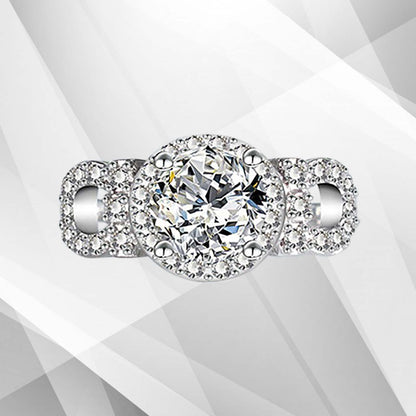 2.5Ct Round-Cut Diamonds Cushion Halo Bridal Engagement Ring 18K White Gold Over