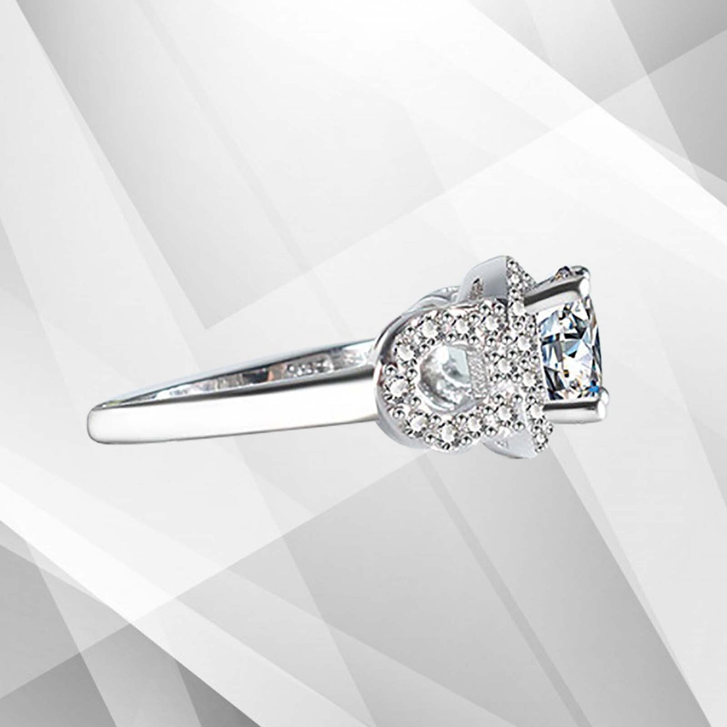 2.5Ct Round-Cut Diamonds Cushion Halo Bridal Engagement Ring 18K White Gold Over