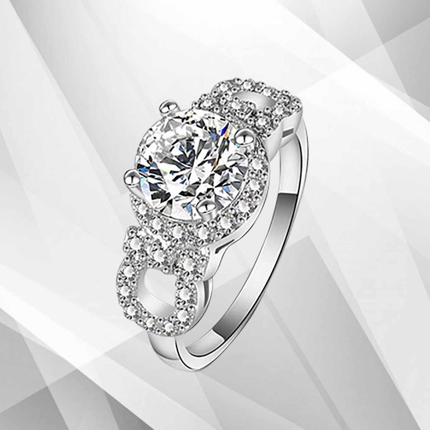 2.5Ct Round-Cut Diamonds Cushion Halo Bridal Engagement Ring 18K White Gold Over