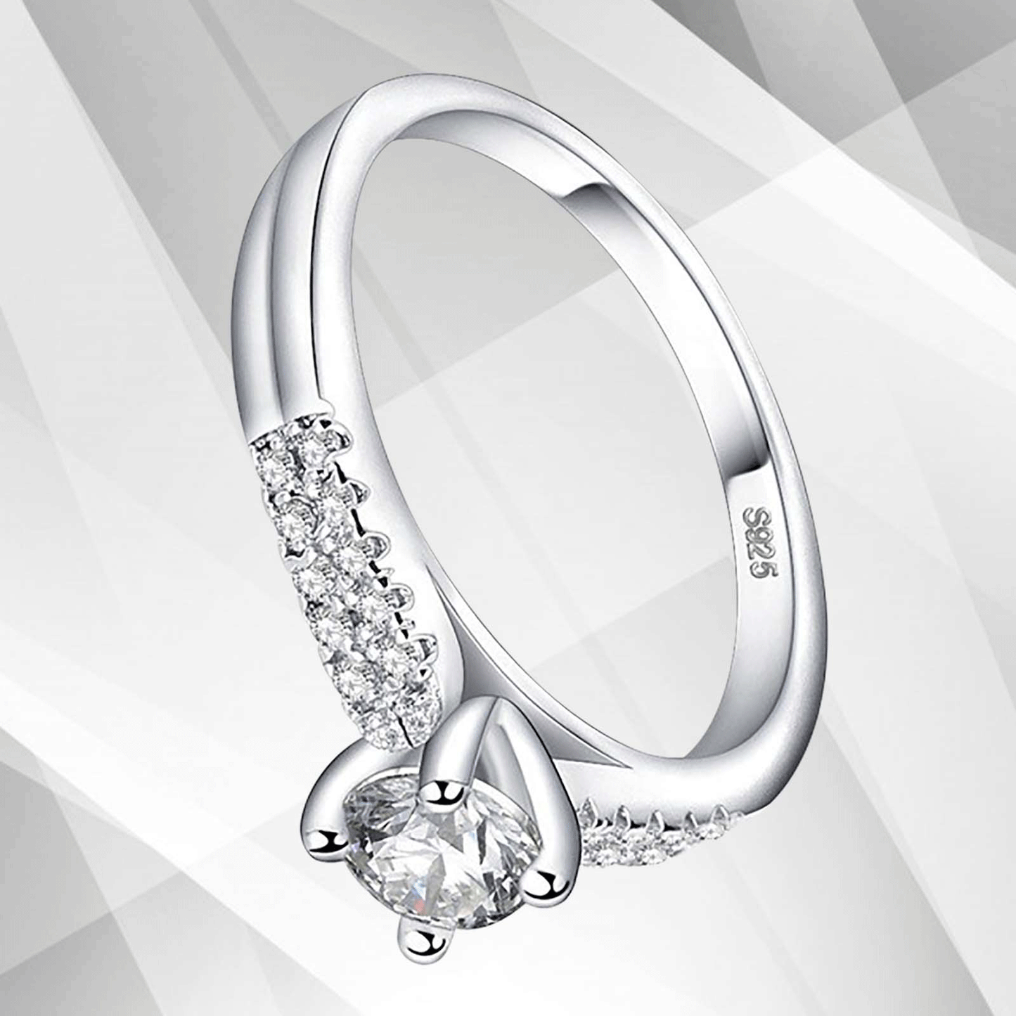 2.0Ct Round-Cut 21 Diamonds Solitaire Bridal Engagement Ring 18K White Gold Over