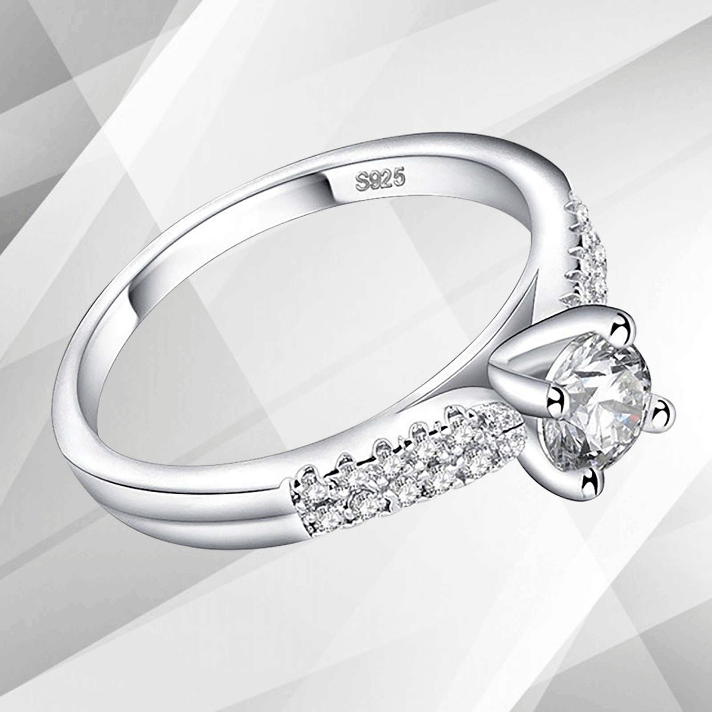 2.0Ct Round-Cut 21 Diamonds Solitaire Bridal Engagement Ring 18K White Gold Over