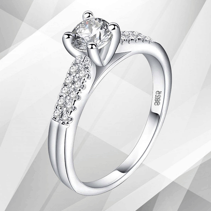 2.0Ct Round-Cut 21 Diamonds Solitaire Bridal Engagement Ring 18K White Gold Over