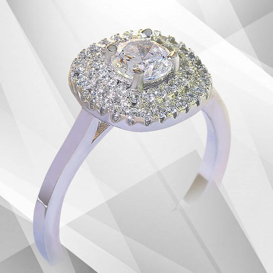 1.8Ct Round-Cut Diamond Cushion Halo Bridal Engagement Ring 18K White Gold Over