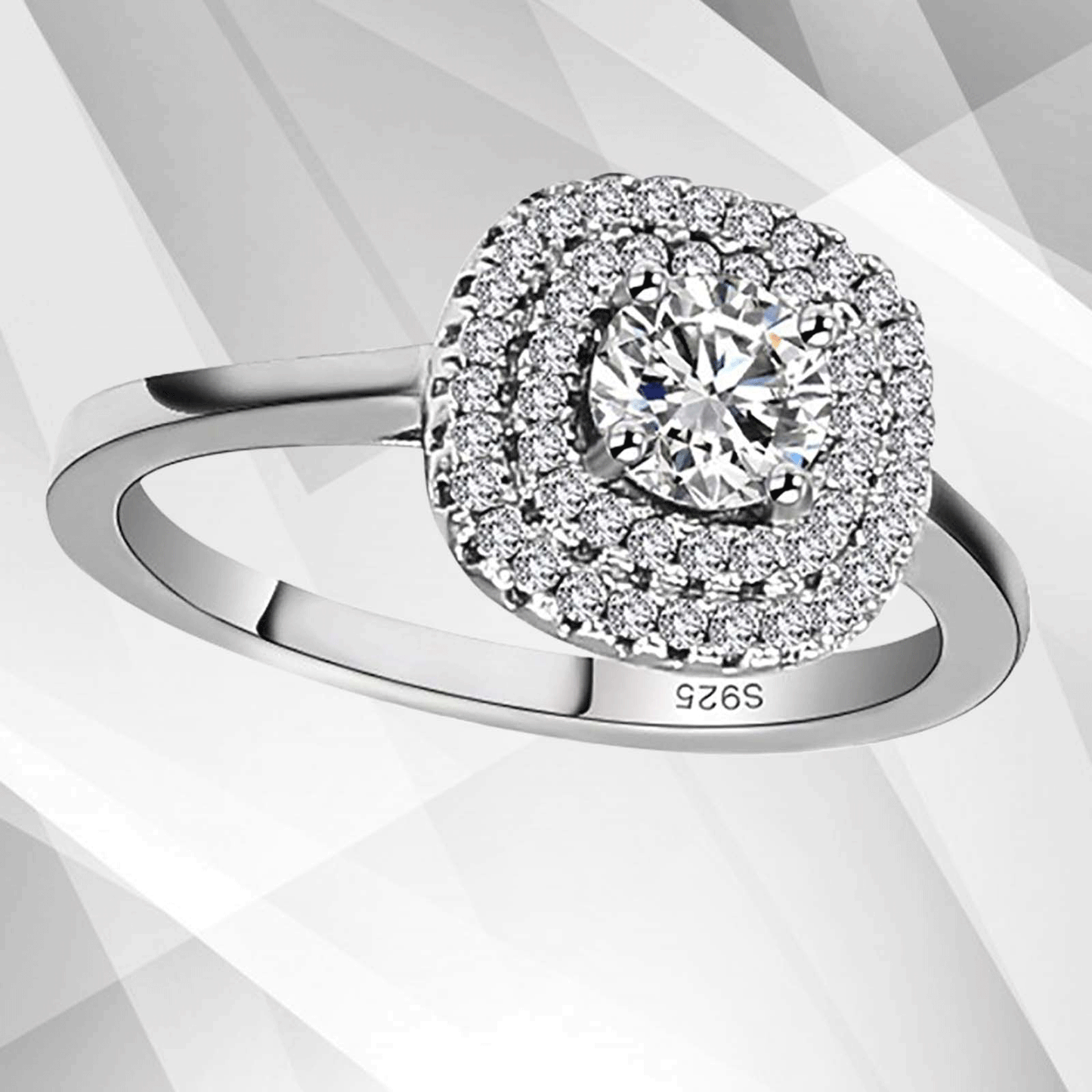 1.8Ct Round-Cut Diamond Cushion Halo Bridal Engagement Ring 18K White Gold Over