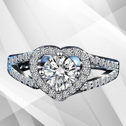 1.8Ct Heart-Cut Diamonds Cushion Halo Bridal Engagement Ring 18K White Gold Over