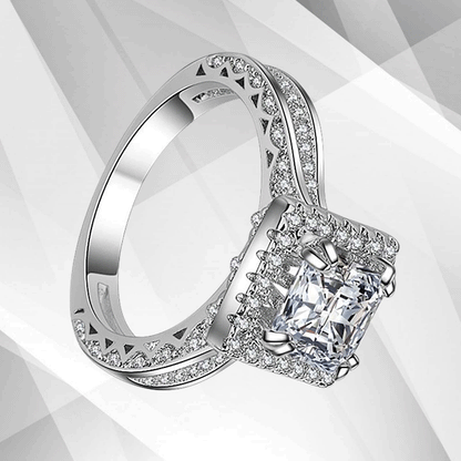 2.5Ct Princess-Cut 94 Diamonds Cushion Halo Engagement Ring 18Ct White Gold Over