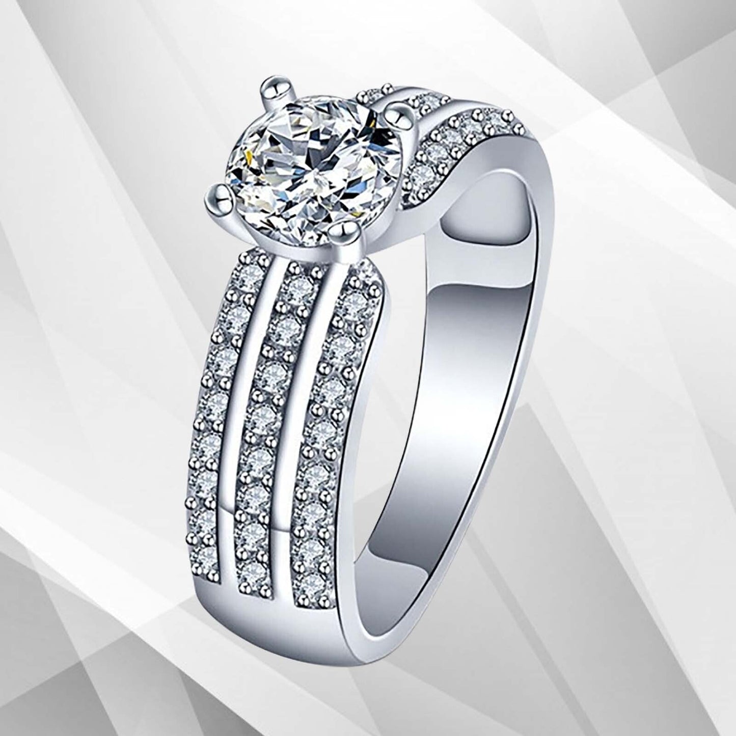 2.5Ct Round-Cut CZ Diamonds Solitaire Bridal Engagement Ring 18K White Gold Over