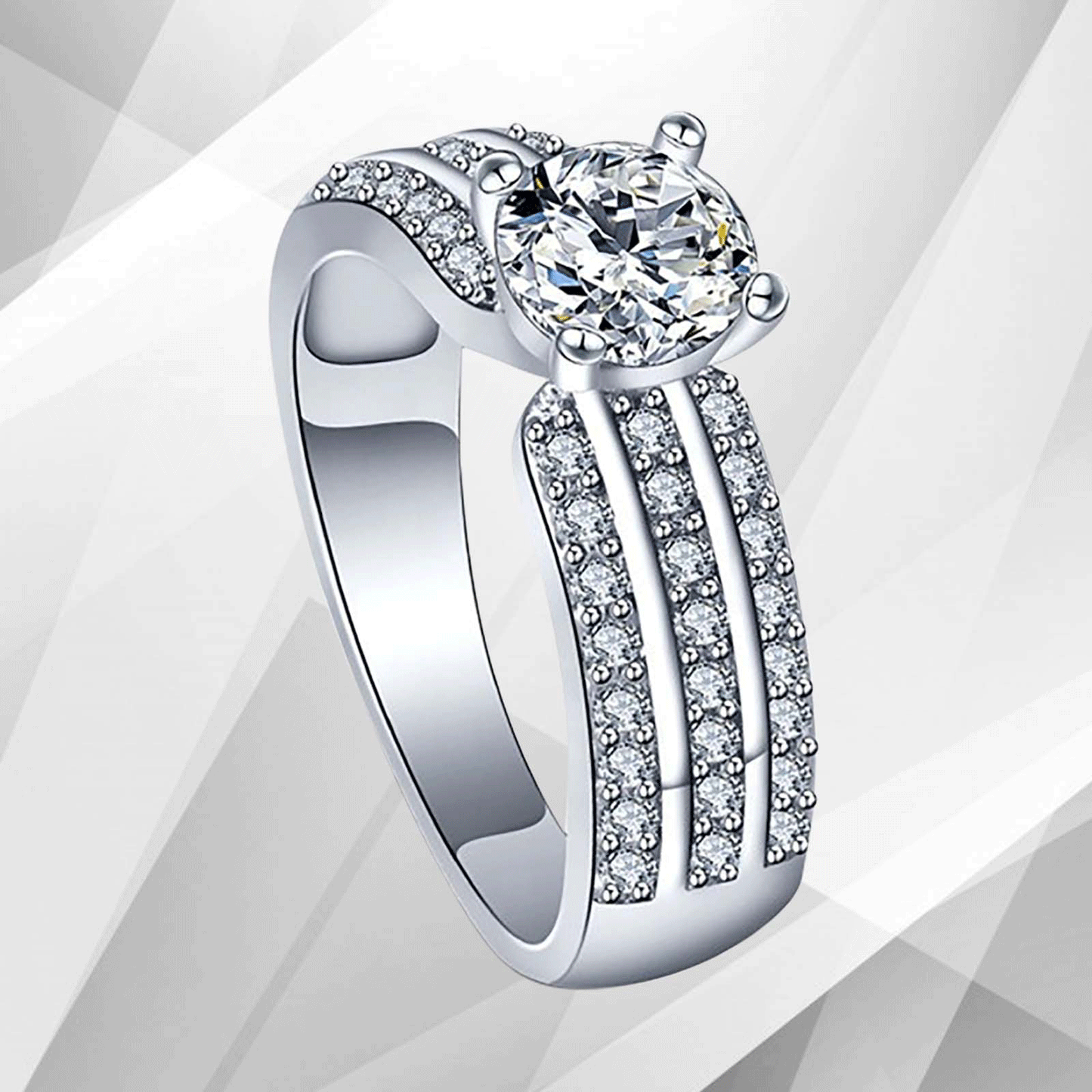 2.5Ct Round-Cut CZ Diamonds Solitaire Bridal Engagement Ring 18K White Gold Over
