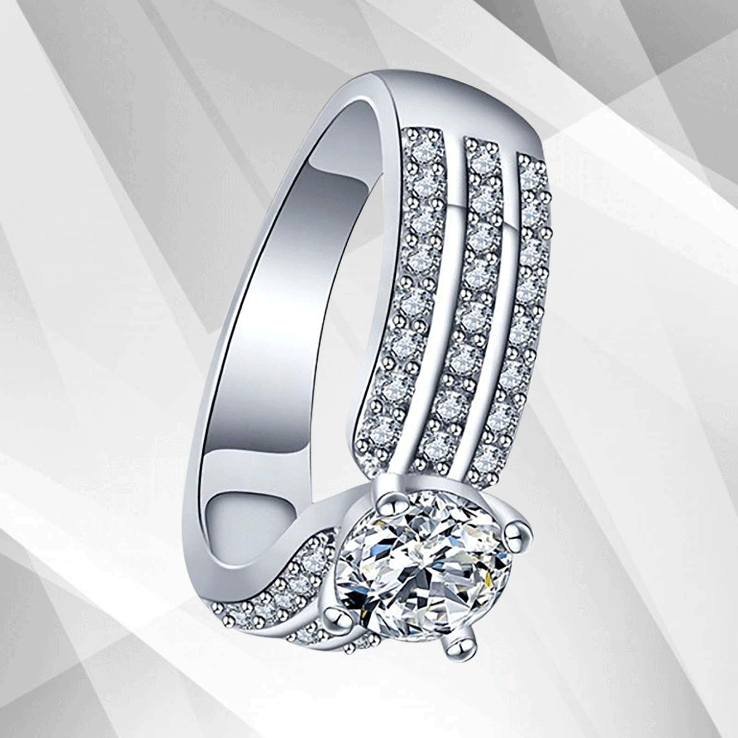 2.5Ct Round-Cut CZ Diamonds Solitaire Bridal Engagement Ring 18K White Gold Over