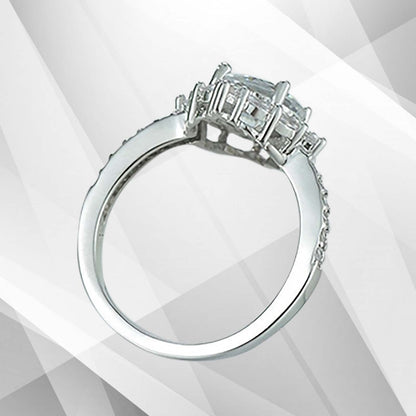 2.5Ct Round-Cut 25 CZ Diamonds Halo Bridal Engagement Ring 18K White Gold Over