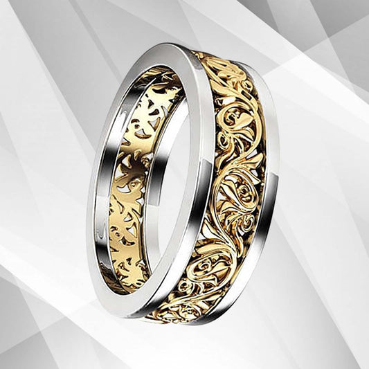 Two Colour 18Ct Yellow And White Gold Over Celtic Wedding Ring Band Hand Made
