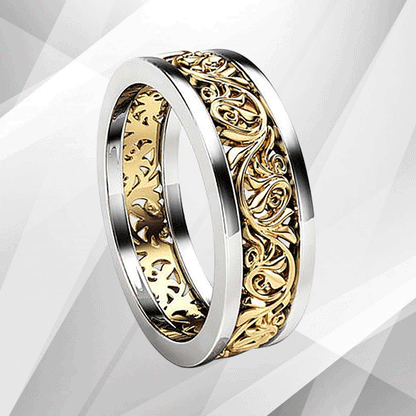 Two Colour 18Ct Yellow And White Gold Over Celtic Wedding Ring Band Hand Made