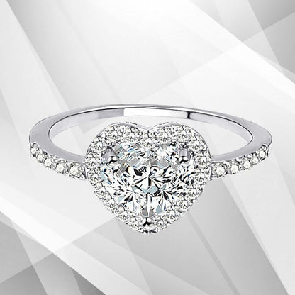 2.88Ct Heart-Cut CZ Diamonds Halo Bridal Engagement Ring 18Ct White Gold Over