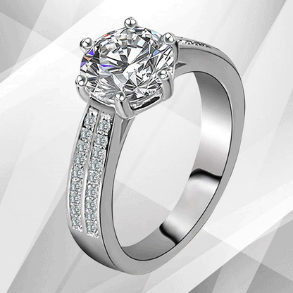 2.88Ct Round-Cut 37 Best CZ Diamonds Bridal Engagement Ring 18Ct White Gold Over