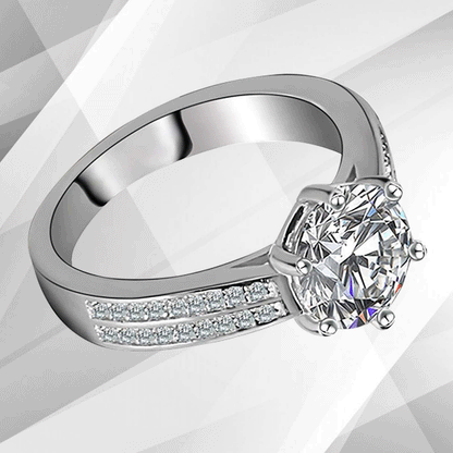 2.88Ct Round-Cut 37 Best CZ Diamonds Bridal Engagement Ring 18Ct White Gold Over