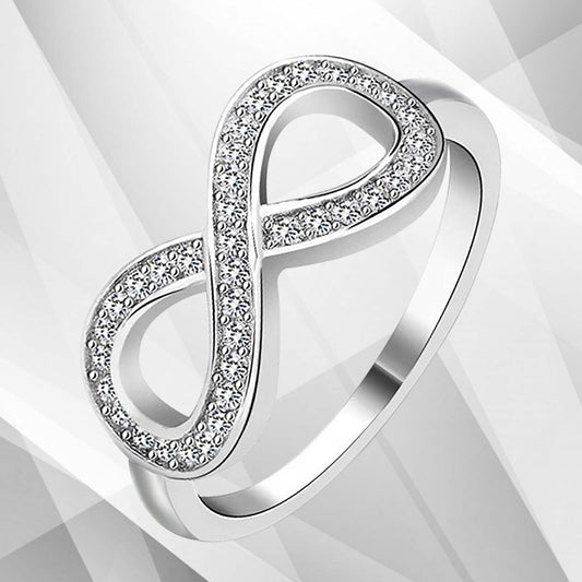 0.35Ct Round-Cut 30 Top CZ Diamonds Infinity Engagement Ring 18K White Gold Over