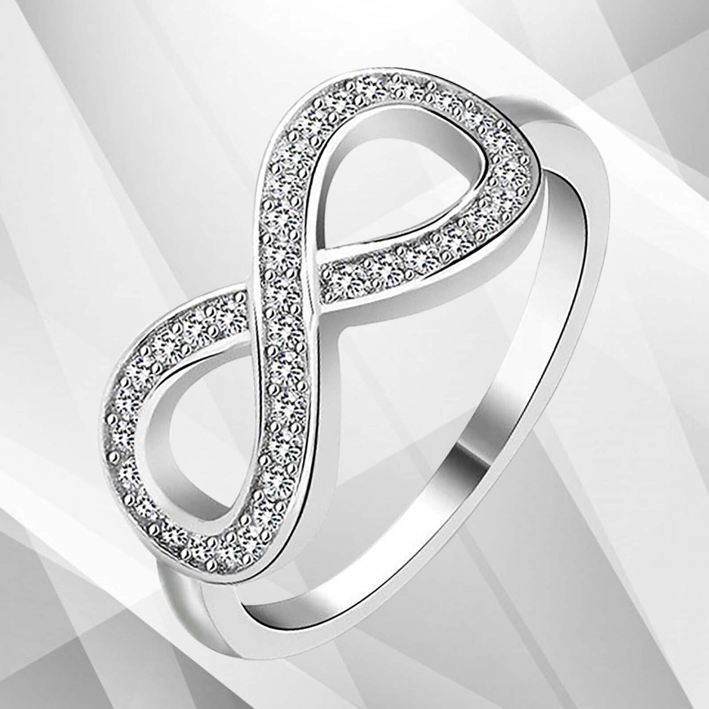 0.35Ct Round-Cut 30 Top CZ Diamonds Infinity Engagement Ring 18K White Gold Over