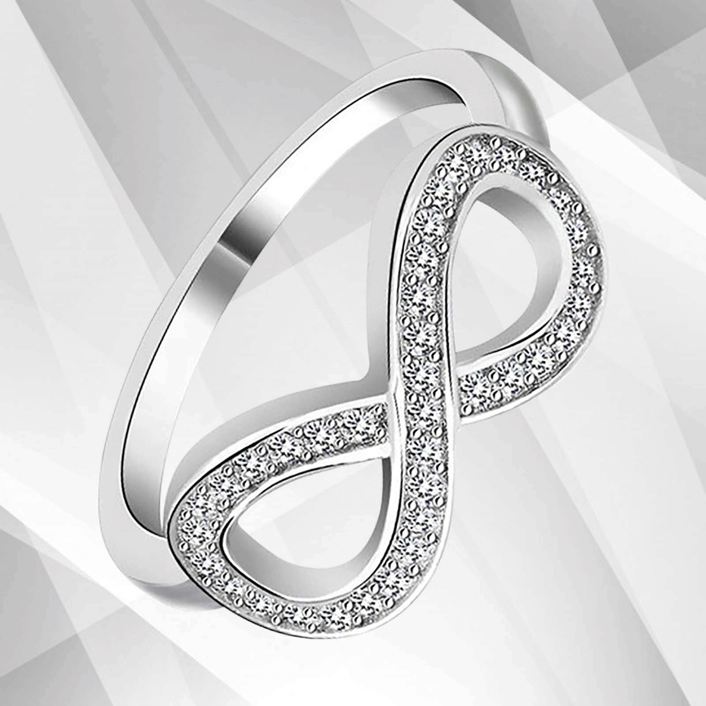 0.35Ct Round-Cut 30 Top CZ Diamonds Infinity Engagement Ring 18K White Gold Over