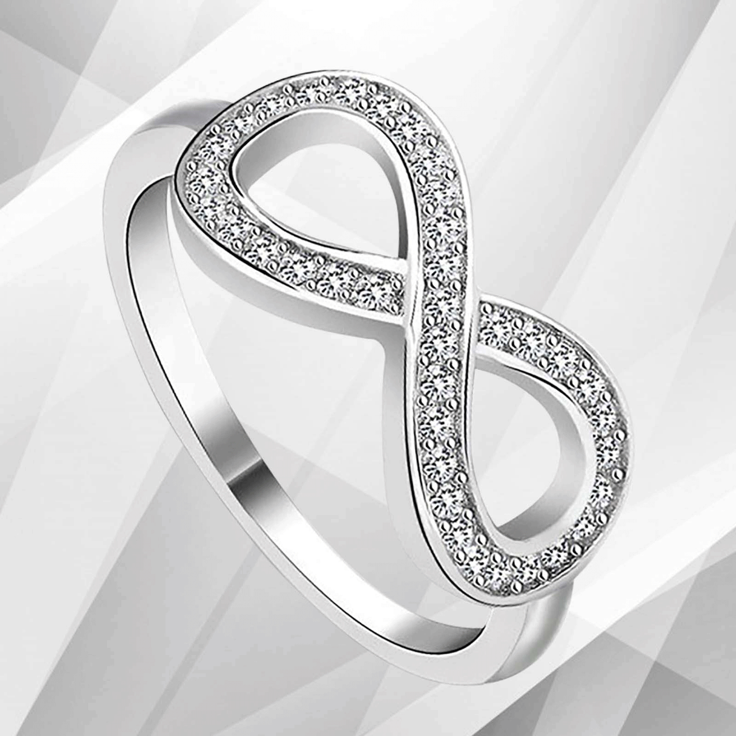 0.35Ct Round-Cut 30 Top CZ Diamonds Infinity Engagement Ring 18K White Gold Over