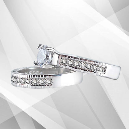 2.50Ct Diamond Posh Bridal Engagement Double Band Ring Set 18Ct White Gold Over