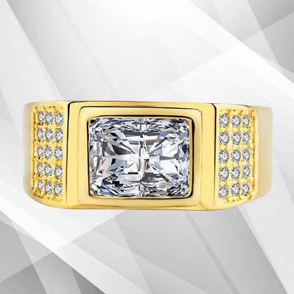 Gents 2.88Ct Total 31 CZ Diamonds Solitaire Men's Ring Size N-W 18Ct Gold Over