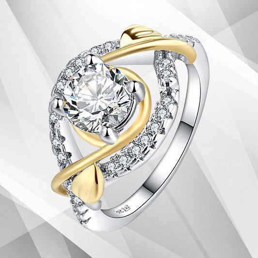 2.0Ct Round-Cut 27 CZ Diamonds Halo Bridal Engagement Ring 18Ct White Gold Over