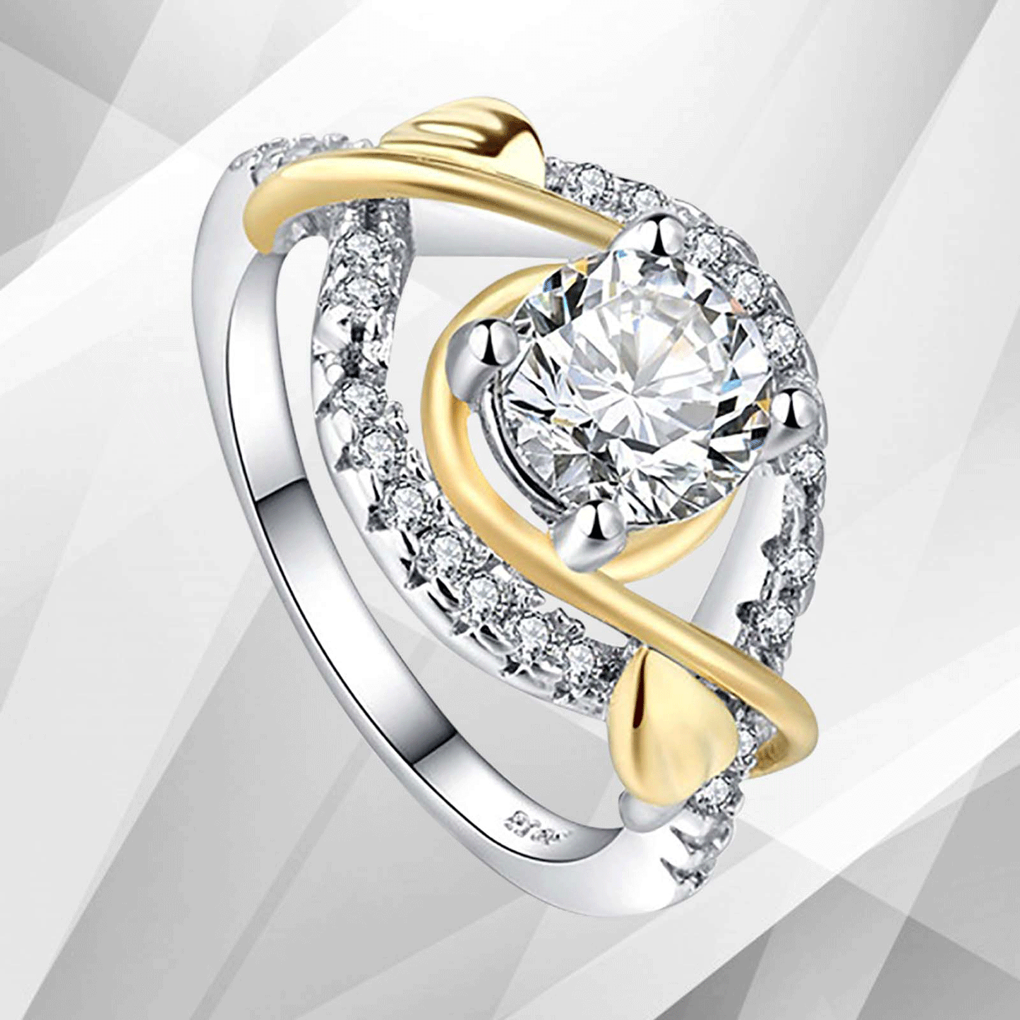 2.0Ct Round-Cut 27 CZ Diamonds Halo Bridal Engagement Ring 18Ct White Gold Over