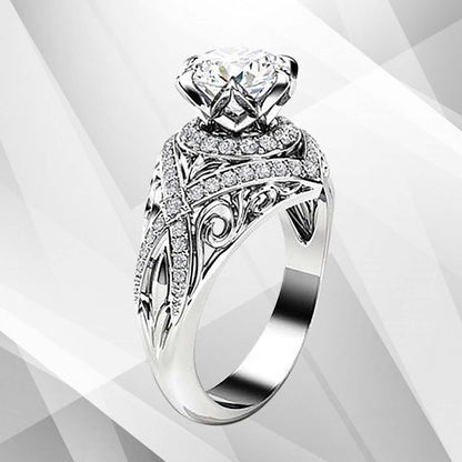 2.50Ct Round-Cut 55 Diamonds Engagement Party Solitaire Ring 18k White Gold Over