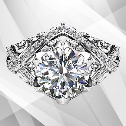 2.50Ct Round-Cut 55 Diamonds Engagement Party Solitaire Ring 18k White Gold Over