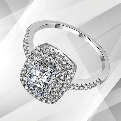 2.5Ct Square-Cut Diamond Cushion Halo Bridal Engagement Ring 18K White Gold Over