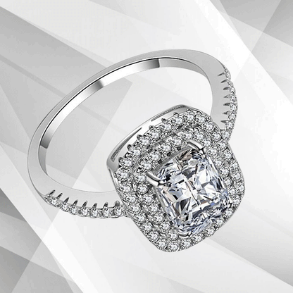 2.5Ct Square-Cut Diamond Cushion Halo Bridal Engagement Ring 18K White Gold Over