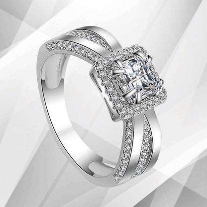 2.0Ct Square-Cut Diamond Cushion Halo Bridal Engagement Ring 18K White Gold Over