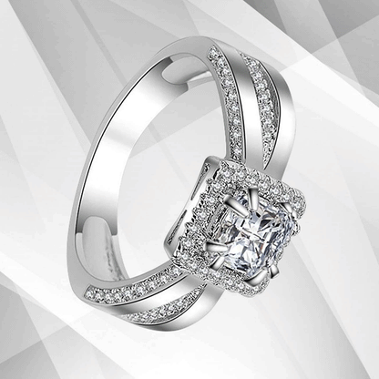 2.0Ct Square-Cut Diamond Cushion Halo Bridal Engagement Ring 18K White Gold Over