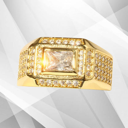 Gents 1.68Ct Total 77 CZ Diamonds Solitaire Ring Size N-W 18Ct Yellow Gold Over