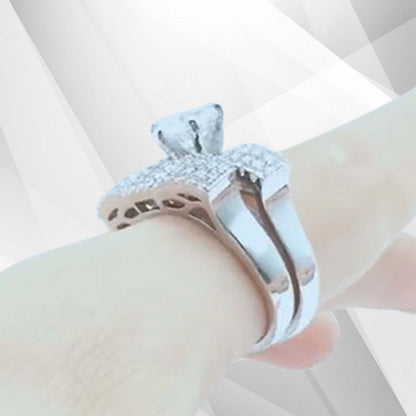 2.50Ct CZ Diamonds Luxury Bridal Engagement Double Ring Set 18Ct White Gold Over