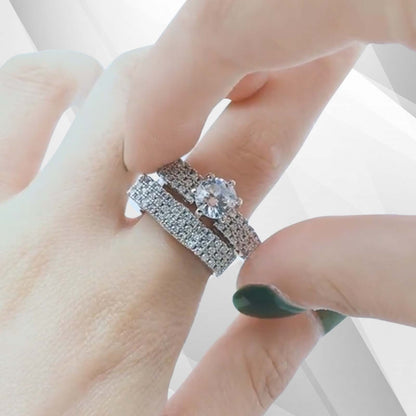 2.50Ct CZ Diamonds Luxury Bridal Engagement Double Ring Set 18Ct White Gold Over