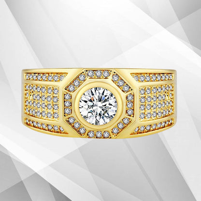 Gents 1.68Ct Total 113 CZ Diamonds Mens Band Ring Size N-W 18Ct Yellow Gold Over