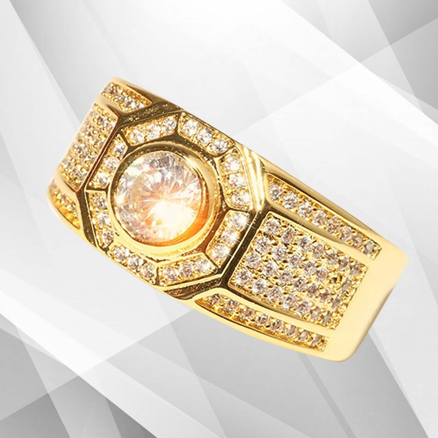 Gents 1.68Ct Total 113 CZ Diamonds Mens Band Ring Size N-W 18Ct Yellow Gold Over