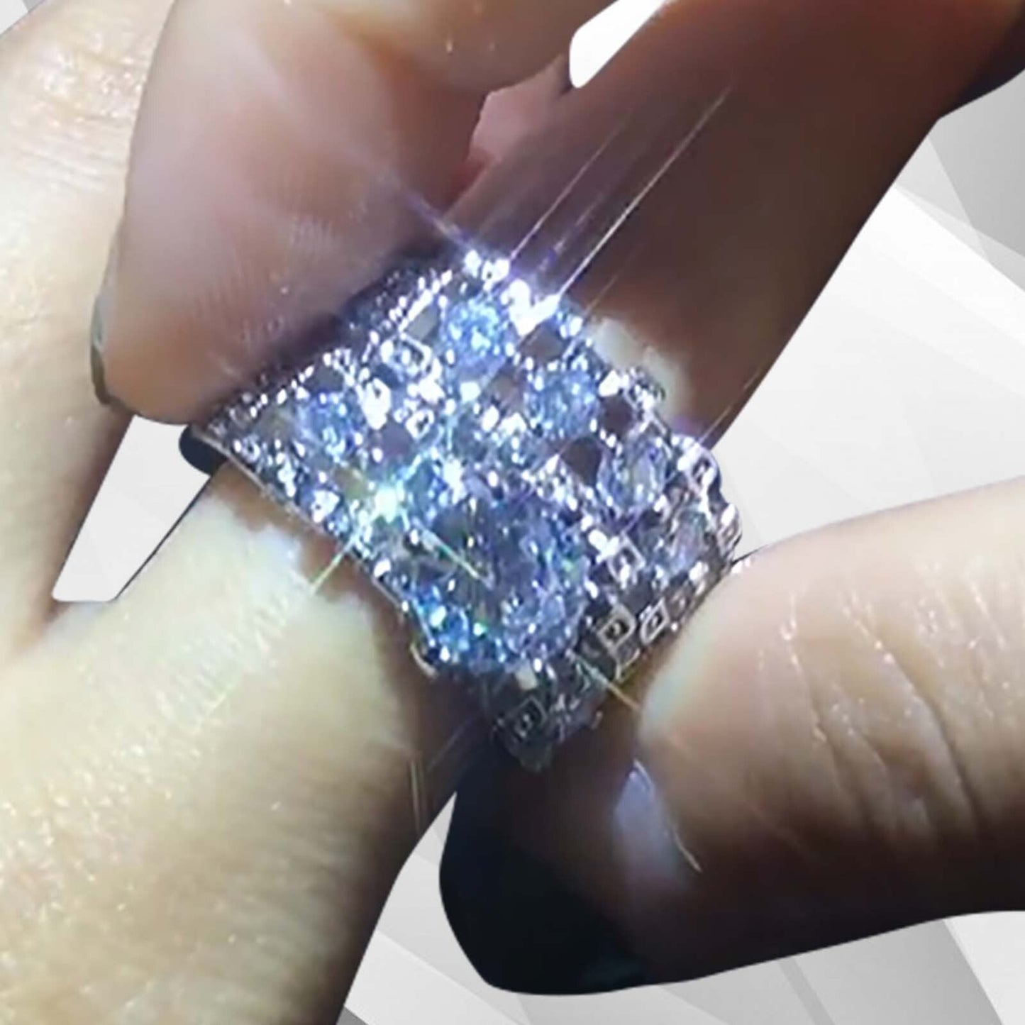 2.0Ct 66 CZ Diamonds Posh Bridal Engagement Double Ring Set 18Ct White Gold Over