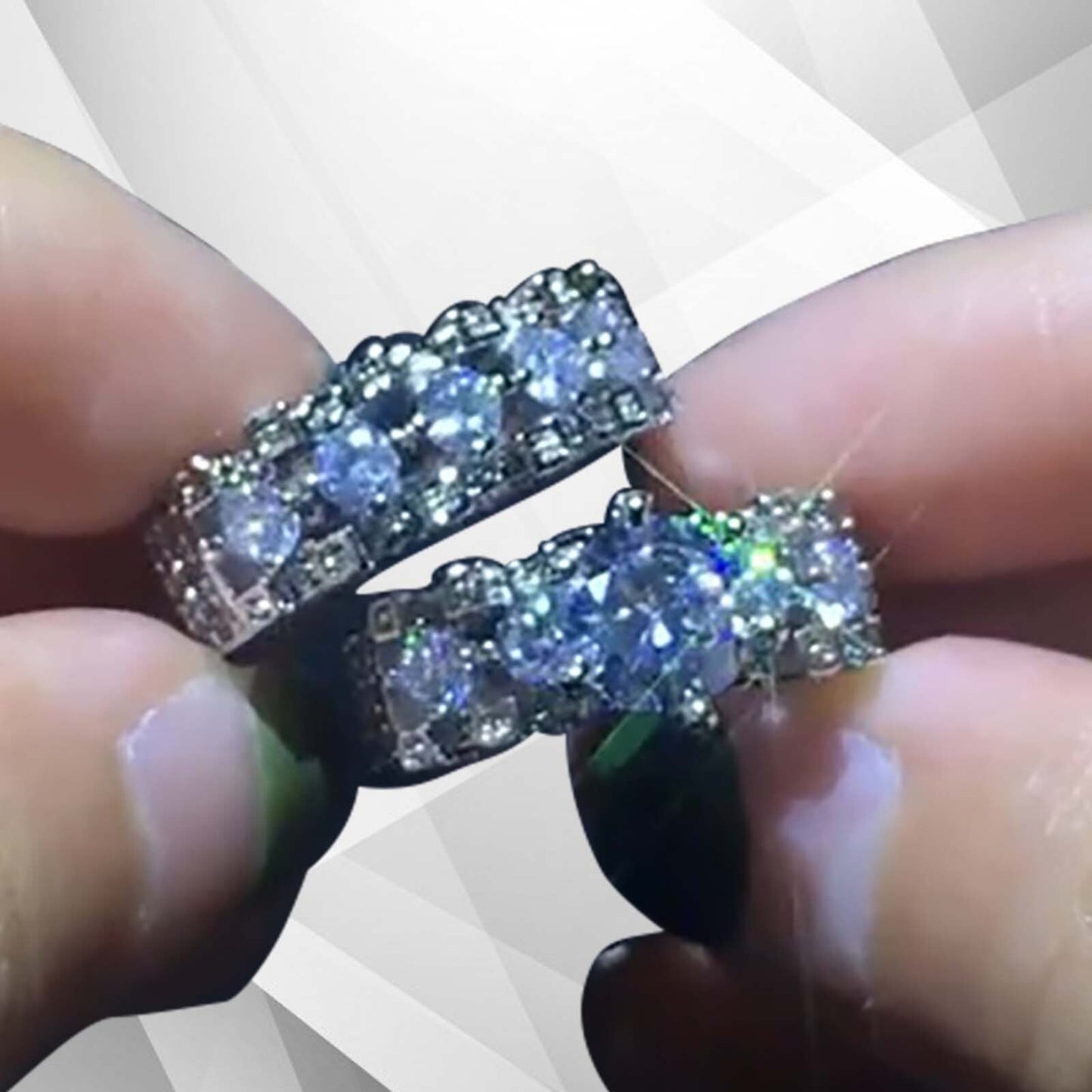 2.0Ct 66 CZ Diamonds Posh Bridal Engagement Double Ring Set 18Ct White Gold Over