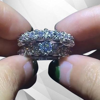 2.5Ct Total 25 CZ Diamonds Solitaire Bridal Engagement Ring 18K White Gold Over